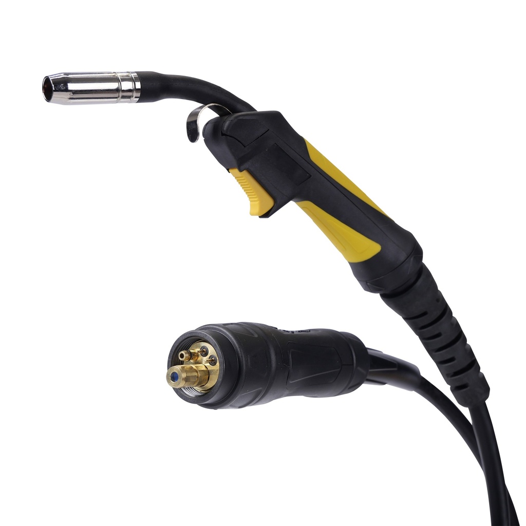 MB 15 AK lastoorts, beschermgas slangenpakket 4m lastoorts MIG/MAG met ergonomisch gevormd handgreepsysteem voor hoge stroom of argonrijk CO2 lassen